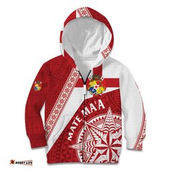 Custom Tonga Rugby Mate Maa Kid Hoodie Ngatu Pattern