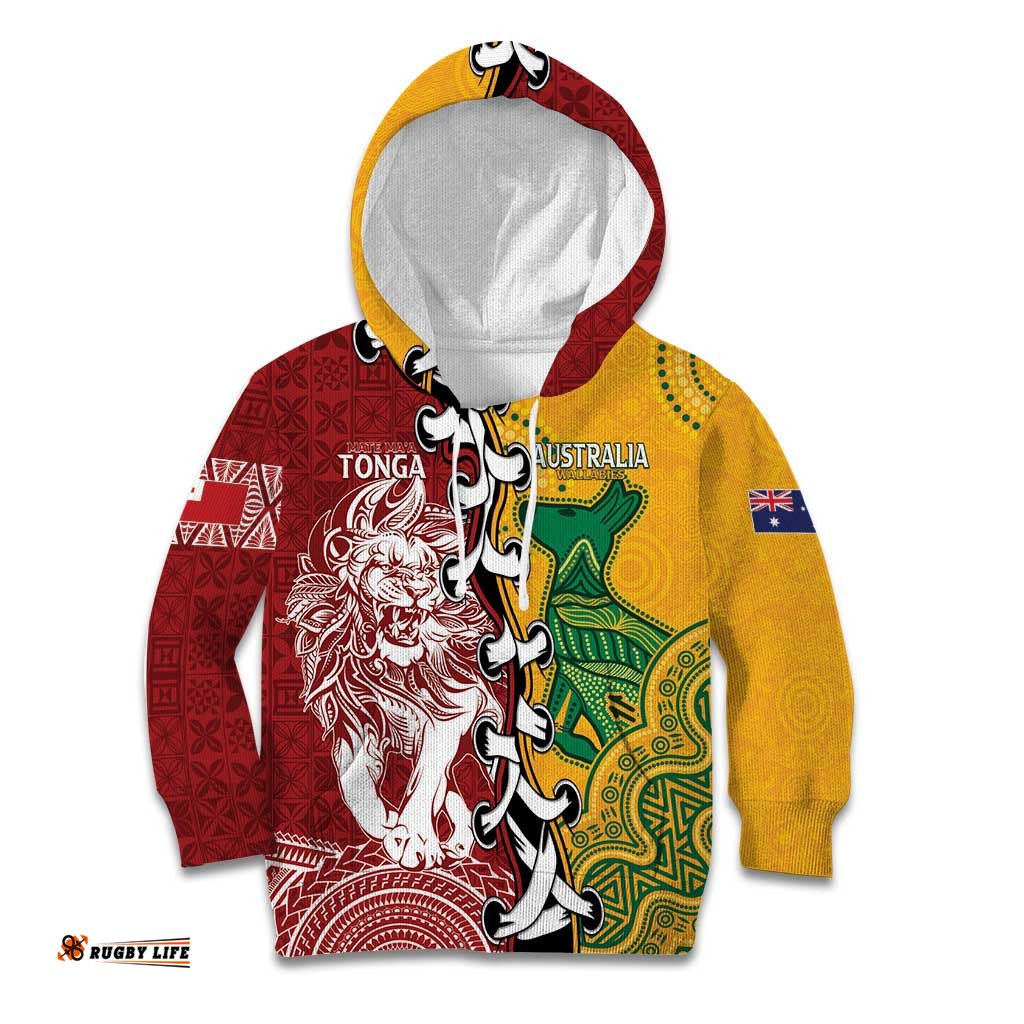 Mate Ma'a Tonga Vs Australia Rugby Personalized Kid Hoodie Special Mascots