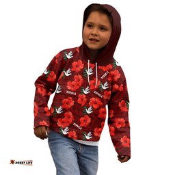 Custom Text And Number Tonga Rugby Kid Hoodie Polynesian Style With Hibiscus