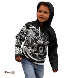 Aboriginal Hoodie Kids, Torres Strait Islands in Wave Black