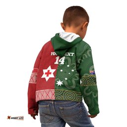 Custom Mate Maa Tonga And Kangaroo Australia Kid Hoodie Tongan Kupesi Mix Aboriginal Art