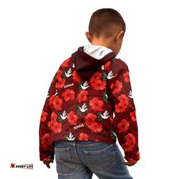 Tonga Rugby Kid Hoodie Polynesian Style With Hibiscus