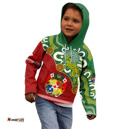 Australia And Tonga Kid Hoodie Aboriginal Mix Tongan Ngatu Unique Style