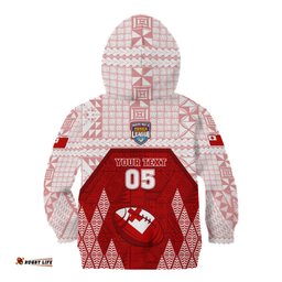 Custom Tonga Rugby Kid Hoodie 2023 Pacific Championships Kupesi Ngatu Mate Maa