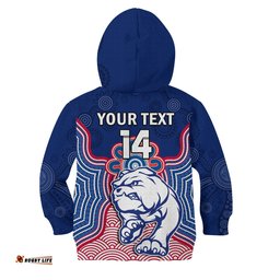 Custom Text And Number Bulldogs Football Hoodie KID Western Doggies Aboriginal Art