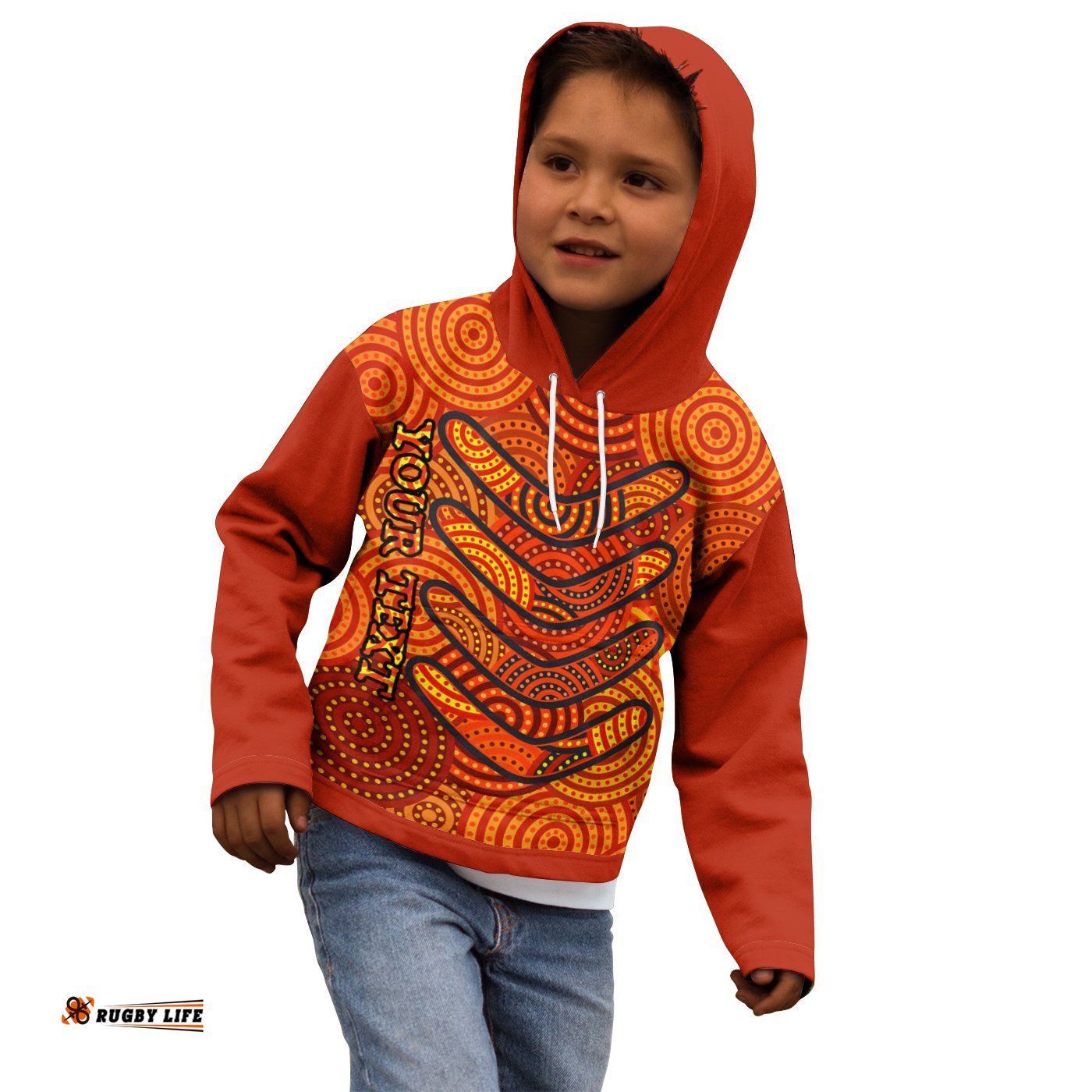 Aboriginal Personalised Kid Hoodie Aboriginal Boomerangs And Dot Circle