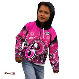Custom Text and Number Sydney Sixers Hoodie KID Aboriginal Australia Cricket Champion