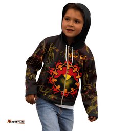 Custom Aboriginal Kid Zip Up Hoodie Australia Map and Indigenous Flag