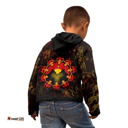 Custom Aboriginal Kid Zip Up Hoodie Australia Map and Indigenous Flag
