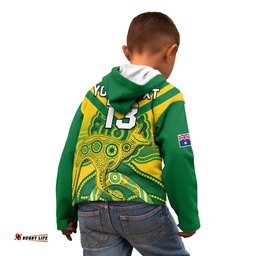 Custom Text and Number Australia Soccer Hoodie KID Champions Aboriginal Kangaroos World Cup Football Socceroos