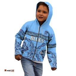Custom Text And Number NSW Blues Rugby Kid Hoodie New South Wales Aboriginal Origin