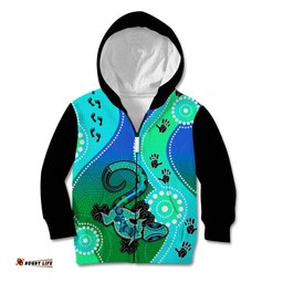 Personalised Australia Lizard Kid Hoodie Aboriginal Tribal Art Stylization
