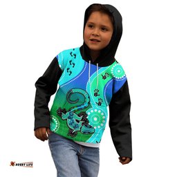 Personalised Australia Lizard Kid Hoodie Aboriginal Tribal Art Stylization