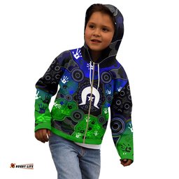 Aboriginal Kid Zip Up Hoodie Torres Strait Symbol With Indigenous Patterns