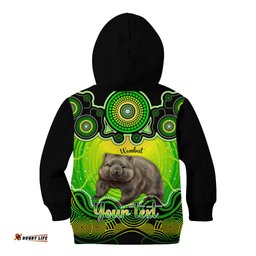 Personalised Australia Taurus Wombat Zodiac Kid Hoodie Auz Astrology Aboriginal Green