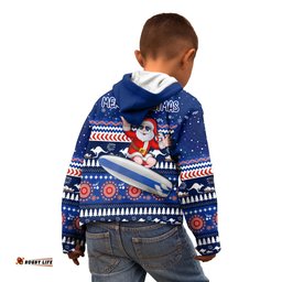 Australia Christmas Hoodie KID Aussie Aboriginal Santa Claus is Surfing with Kangaroo
