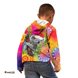 Australia Koala Aboriginal Hoodie KID Rainbow Tie Dye Merry Christmas