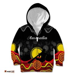 Custom Personalised Australian Indigenous Kid Hoodie Didgeridoo Man Circle Aboriginal Art