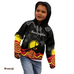Custom Personalised Australian Indigenous Kid Hoodie Didgeridoo Man Circle Aboriginal Art