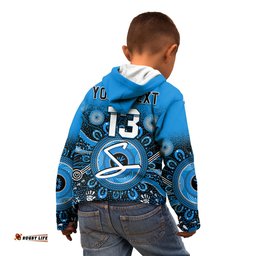 Custom Text and Number Adelaide Strikers Hoodie KID Aboriginal Sunshine