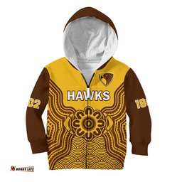 Hawthorn Football Hoodie KID Go Hawks 1902 Aboriginal Art