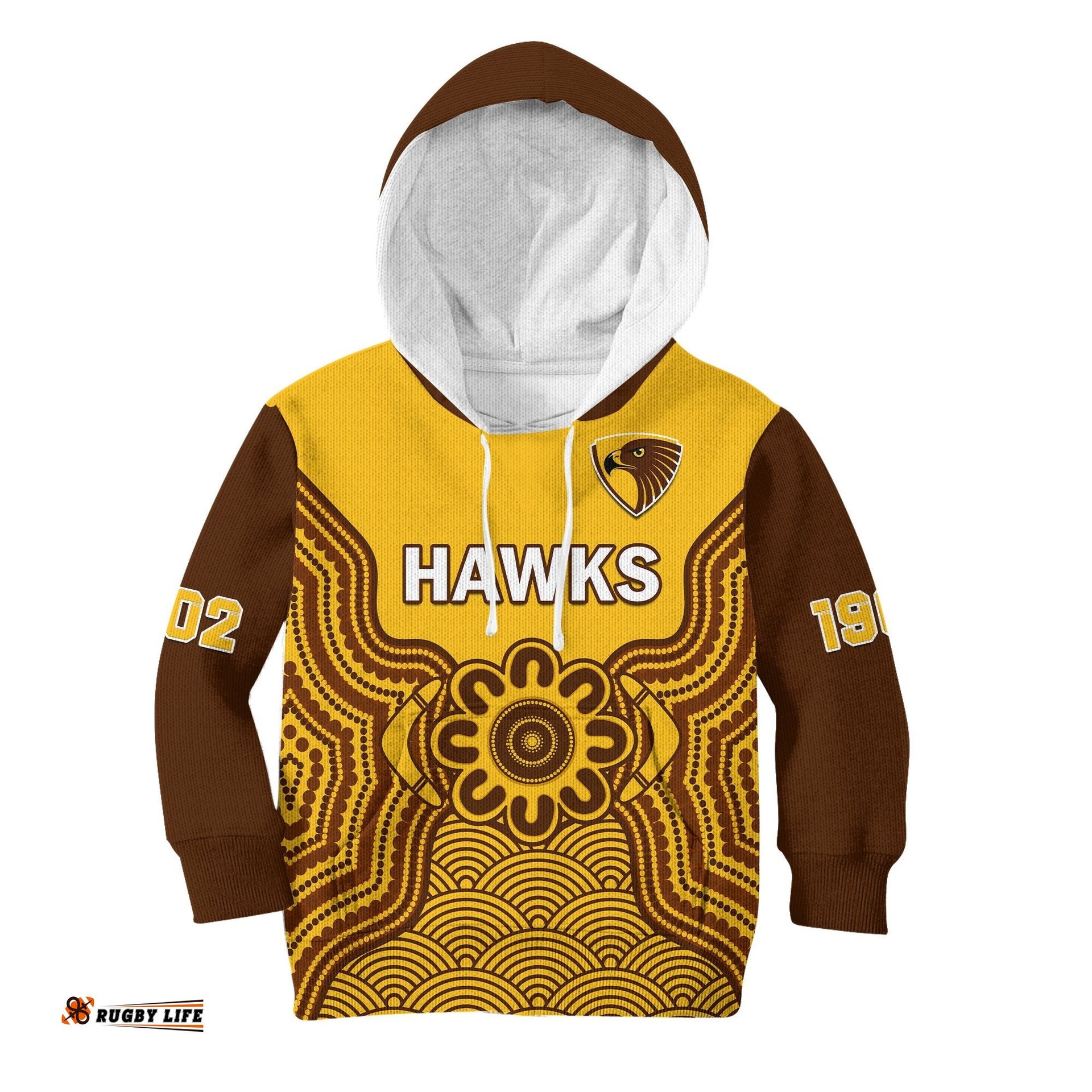 Hawthorn Football Hoodie KID Go Hawks 1902 Aboriginal Art