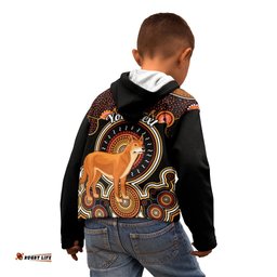 Personalised Australian Astrology Kid Hoodie Aboriginal Dingo Zodiac Sign