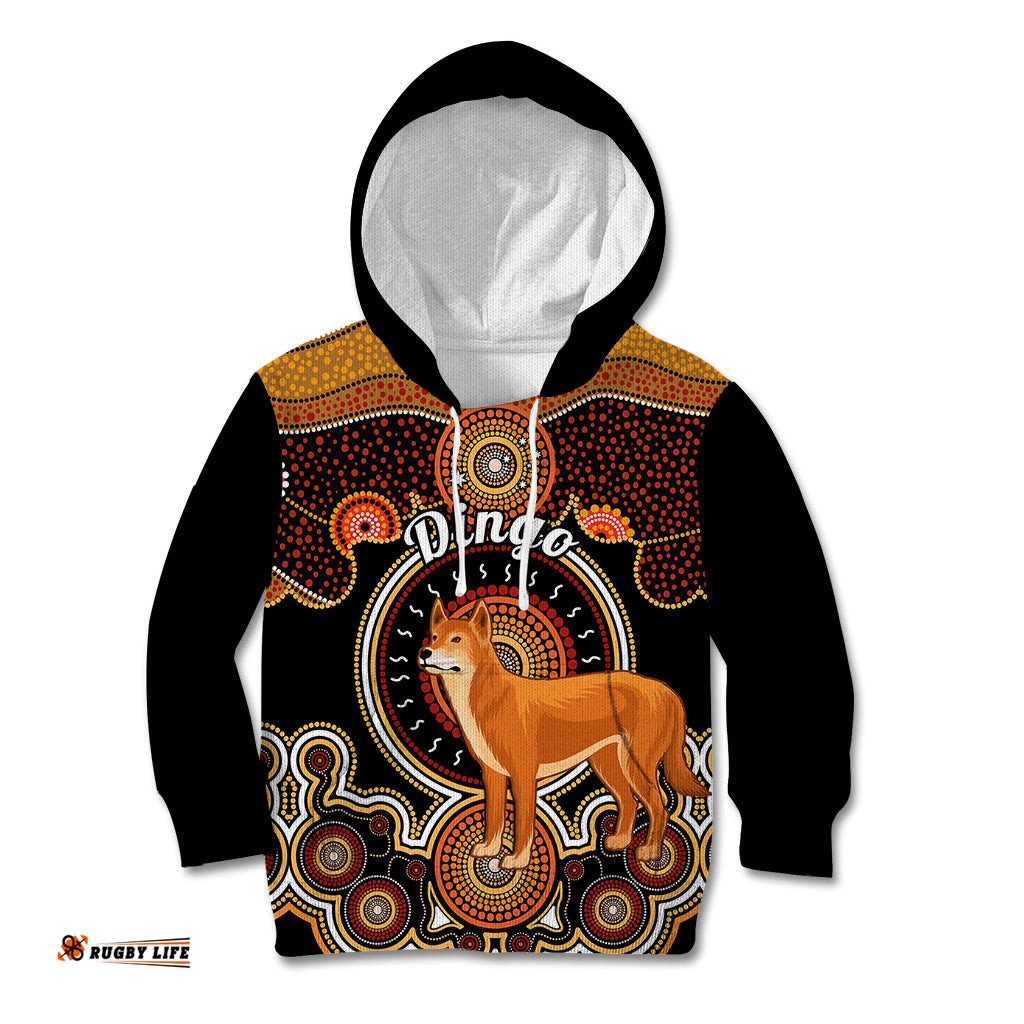 Personalised Australian Astrology Kid Hoodie Aboriginal Dingo Zodiac Sign