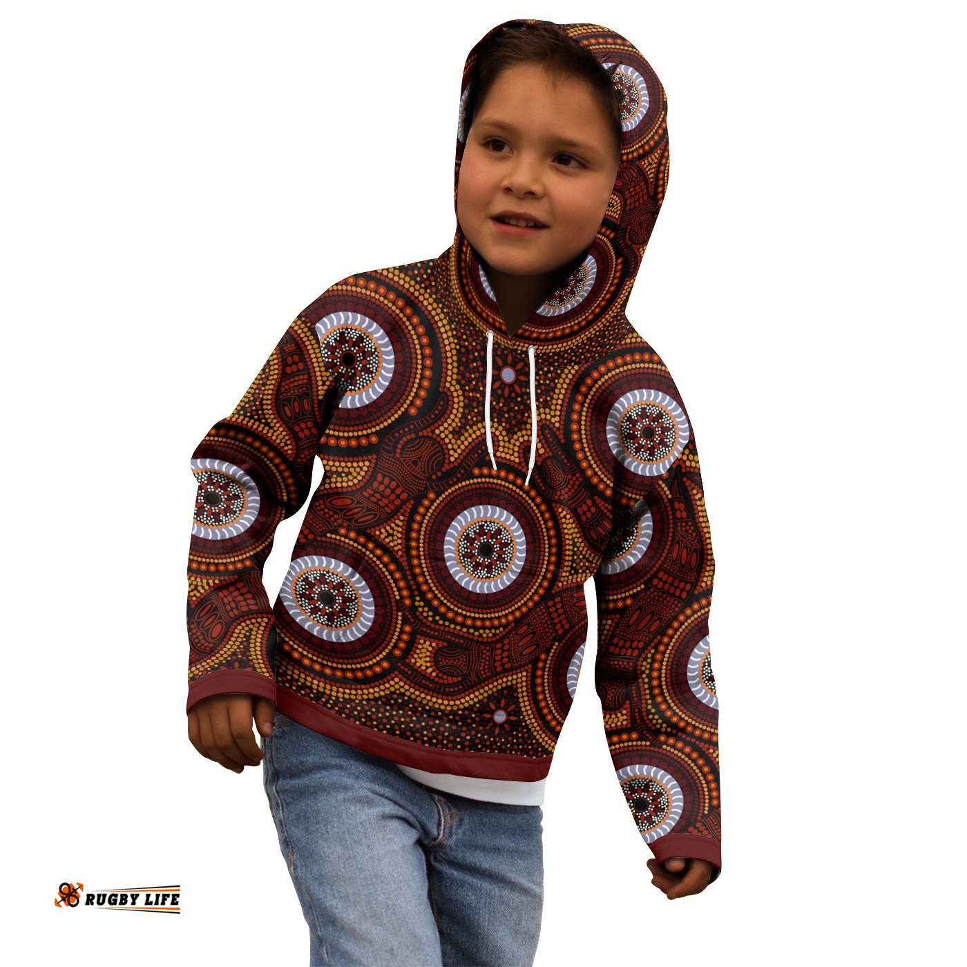 Aboriginal Hoodie Kids Aboriginal Human Dot Painting Art