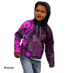 Aboriginal Turtle Kid Hoodie Pink Style