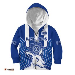 Melbourne Football Hoodie KID North Kangaroos 1869 Aboriginal Art