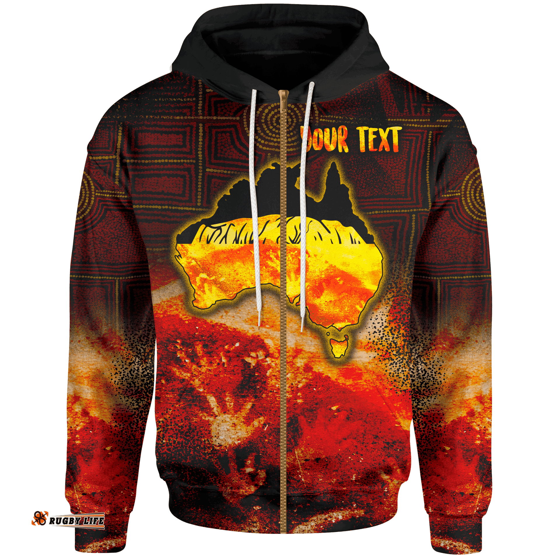 Kid Aboriginal Personalised Zip Up Hoodie Anangu Custodians For Kids
