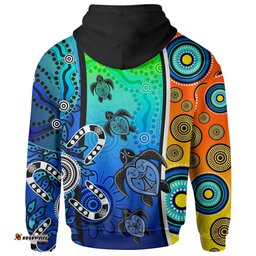 Kid Aboriginal Hoodie Indigenous Turtle Dot Painting Art