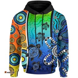Kid Aboriginal Hoodie Indigenous Turtle Dot Painting Art