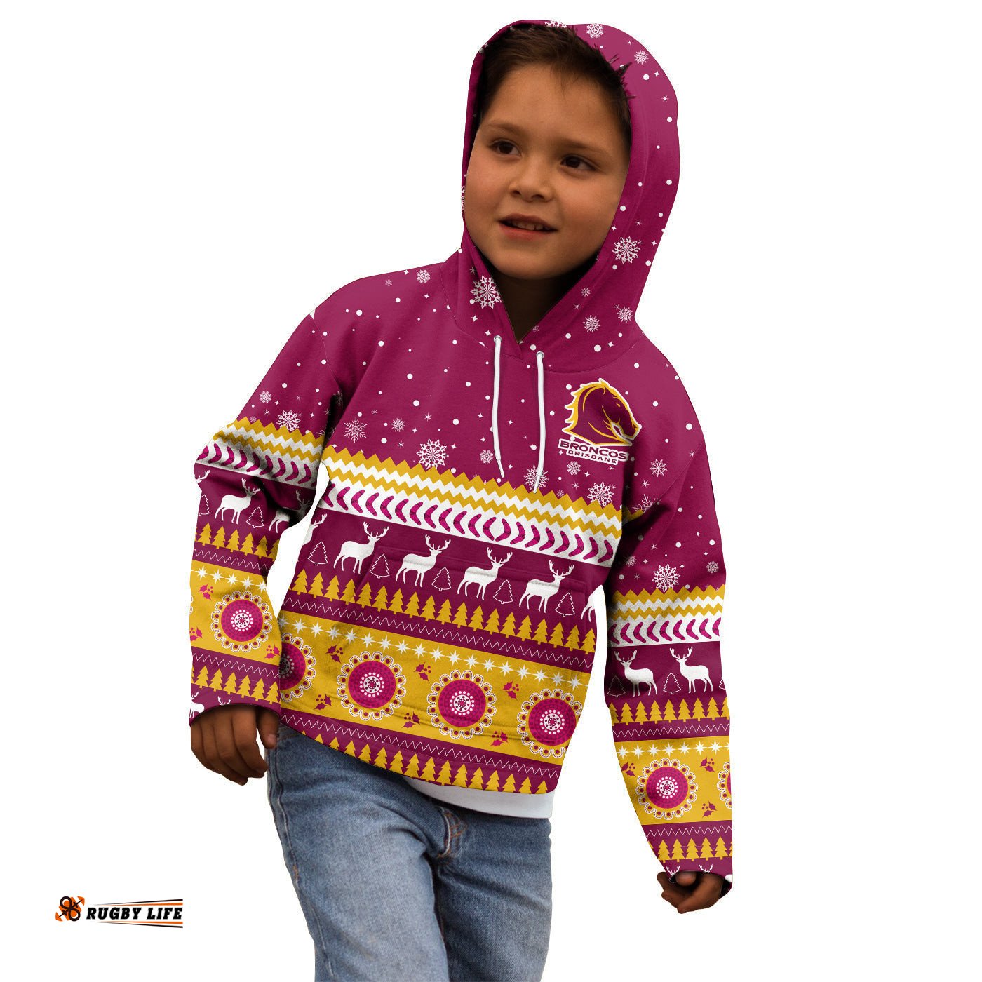 Broncos Aboriginal Hoodie KID Christmas Brisbane