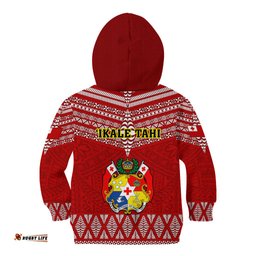 Tonga Rugby Kid Hoodie 2023 World Cup Tongan Kupesi Ngatu Pattern