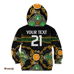 Custom Text And Number Matildas Australia Soccer Kid Hoodie Aboriginal Dots Style