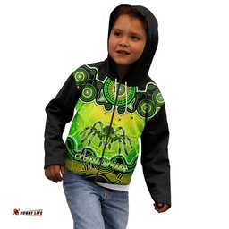 Personalised Australia Scorpio Tarantulas Spider Zodiac Kid Hoodie Auz Astrology Aboriginal Green