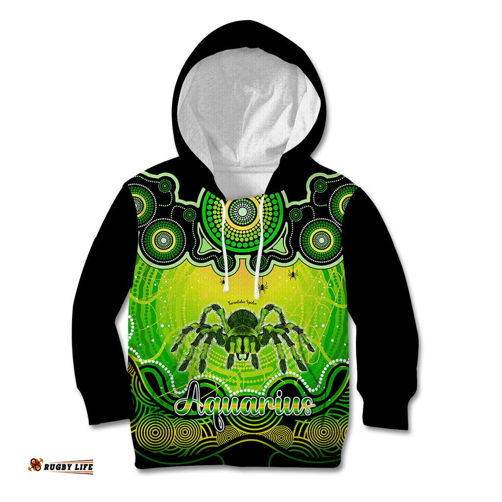 Personalised Australia Scorpio Tarantulas Spider Zodiac Kid Hoodie Auz Astrology Aboriginal Green