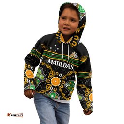 Matildas Australia Soccer Kid Hoodie Aboriginal Dots Style