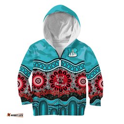Custom Text And Number Brisbane Heat Cricket ANZAC Hoodie KID Poppy Aboriginal Camouflage