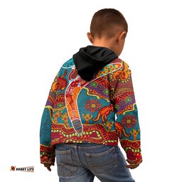 Kids Aboriginal Personalised Zip Up Hoodie Indigenous Boomerang