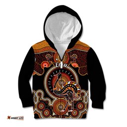 Personalised Australian Astrology Kid Hoodie Aboriginal Emu Zodiac Sign