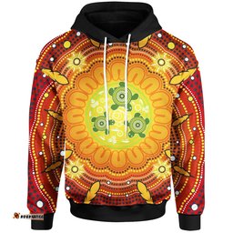 Aboriginal Kid Hoodie Turtle Circle Dot Painting Art