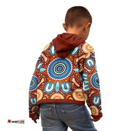 Aboriginal Hoodie Kids Indigenous Circle Dot Painting Ver02