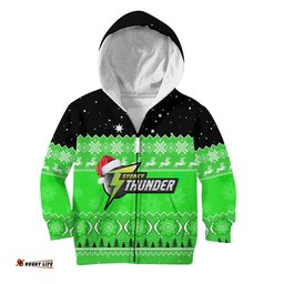 Custom Personalised Thunder Cricket Hoodie KID Aboriginal Merry Christmas