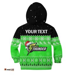 Custom Personalised Thunder Cricket Hoodie KID Aboriginal Merry Christmas