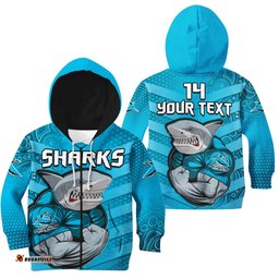 Custom Text And Number Sharks Rugby Hoodie KID Go Sharkies Aboriginal Sporty Version