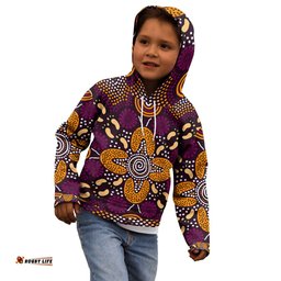 Aboriginal Kid Hoodie Flowers Dot Panting Art