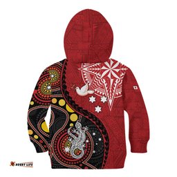 Tonga Ngatu And Australia Aboriginal Kid Hoodie Tongan Dove And Kangaroo Together